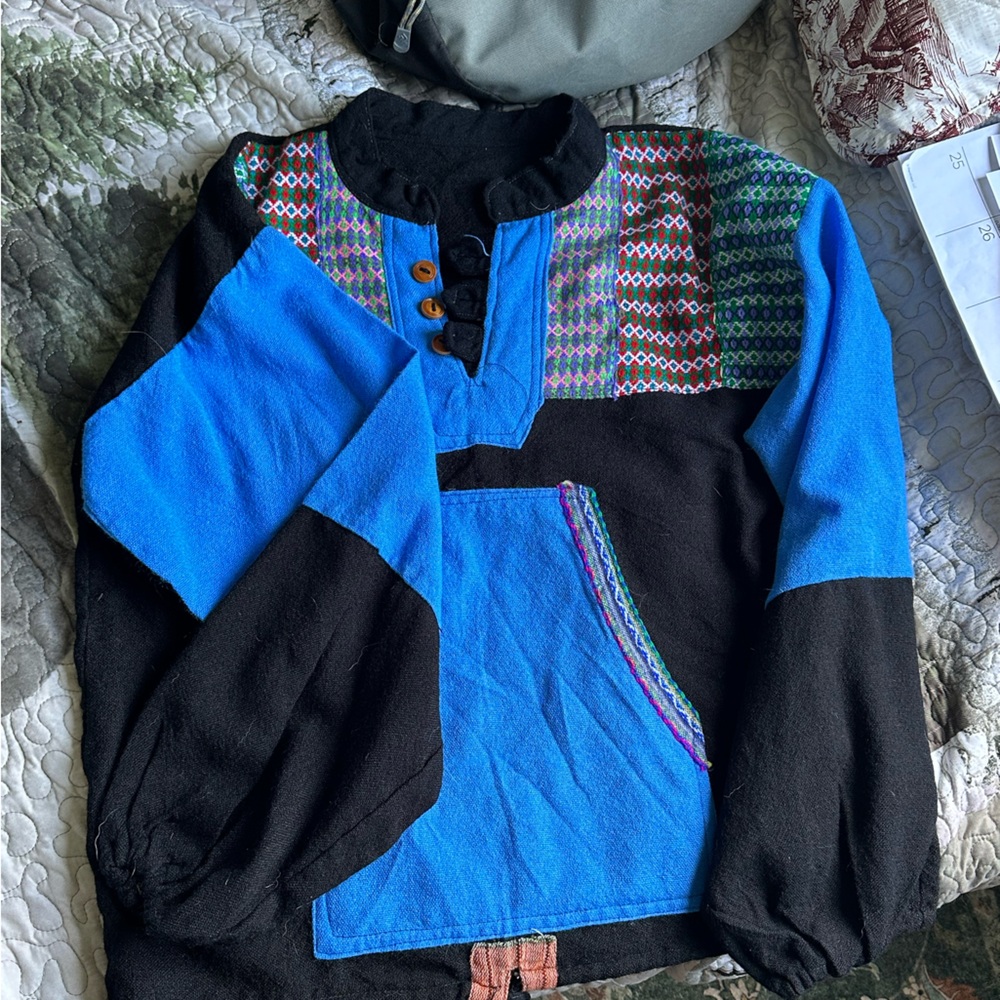 Colorful Funky Patchwork Sweater - image 1